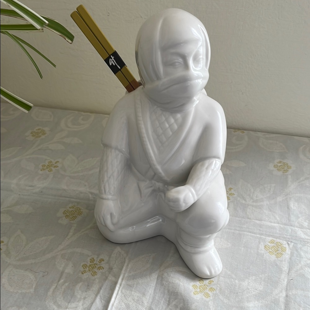 White Ceramic Ninja Figurine